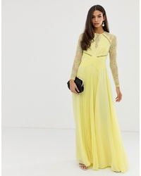 Желтое вечернее платье со складками от ASOS DESIGN