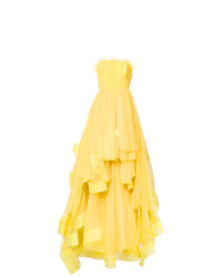 Желтое вечернее платье со складками от Isabel Sanchis