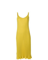 Желтое вязаное платье-комбинация