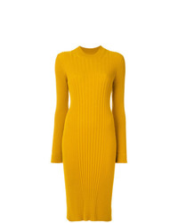 Желтое вязаное платье-миди от Maison Margiela