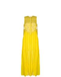 Желтое кружевное вечернее платье с цветочным принтом от Miahatami