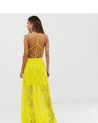 Желтое кружевное вечернее платье от ASOS DESIGN
