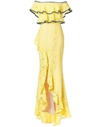Желтое кружевное вечернее платье от Rebecca Vallance