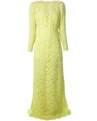 Желтое кружевное вечернее платье от Valentino