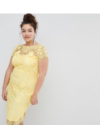 Желтое кружевное облегающее платье от Paper Dolls Plus