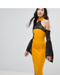 Желтое кружевное облегающее платье от Vesper Tall