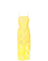 Желтое кружевное платье-комбинация