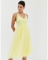 Желтое кружевное платье-миди от ASOS DESIGN