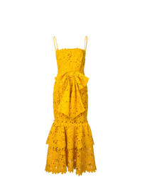Желтое кружевное платье-миди от Bambah