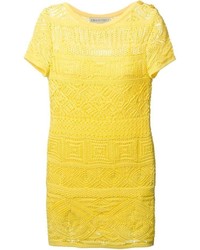 Желтое кружевное платье прямого кроя от Emilio Pucci