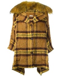 Женское желтое пальто в шотландскую клетку от P.A.R.O.S.H.