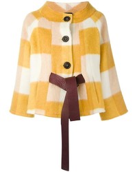 Женское желтое пальто в шотландскую клетку от Roberto Collina
