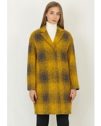 Женское желтое пальто в шотландскую клетку от Trifo