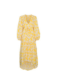 Желтое платье-макси с цветочным принтом от Borgo De Nor