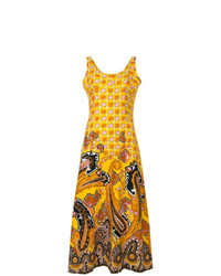 Желтое платье-миди с геометрическим рисунком от William Vintage