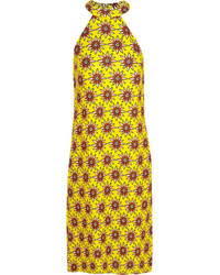 Желтое платье-миди с цветочным принтом от House of Holland