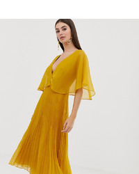 Желтое платье-миди со складками от Asos Tall