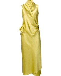 Желтое платье-миди