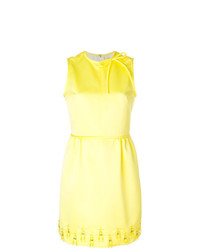Желтое платье прямого кроя с украшением от MSGM