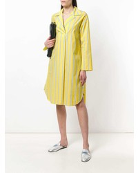 Желтое платье-рубашка в вертикальную полоску от Odeeh
