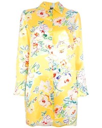 Желтое платье-рубашка с цветочным принтом от Kenzo
