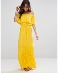 Желтое платье с открытыми плечами от Asos