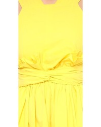 Желтое платье с плиссированной юбкой от MSGM