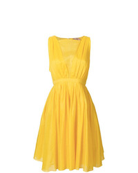 Желтое платье с плиссированной юбкой от N°21