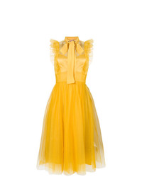 Желтое платье с пышной юбкой из фатина от N°21