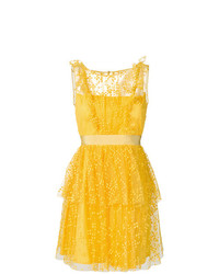 Желтое платье с пышной юбкой с вышивкой от Si Jay