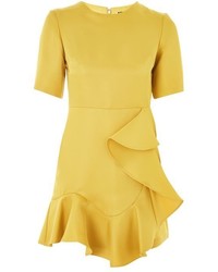 Желтое сатиновое платье