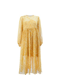 Желтое свободное платье с принтом от Zimmermann