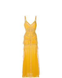 Желтое шелковое вечернее платье с принтом от Elie Saab
