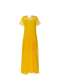 Желтое шелковое вечернее платье с рюшами от Rosie Assoulin