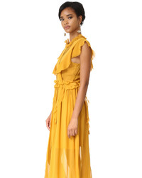 Желтое шелковое платье от Marissa Webb