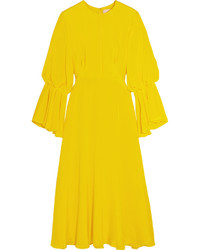 Желтое шелковое платье от Roksanda