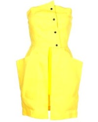 Желтое шелковое повседневное платье