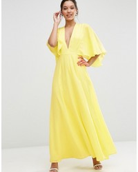 Желтое шифоновое вечернее платье от Asos