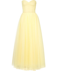 Желтое шифоновое вечернее платье от Monique Lhuillier