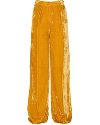 Желтые бархатные широкие брюки