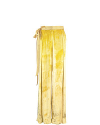 Желтые бархатные широкие брюки от Adam Lippes