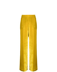 Желтые бархатные широкие брюки от Erika Cavallini