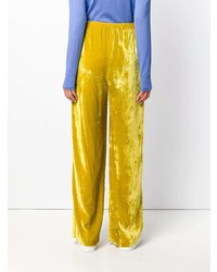 Желтые бархатные широкие брюки от Erika Cavallini