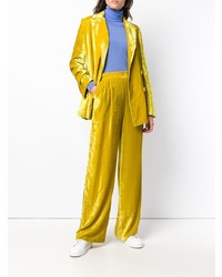 Желтые бархатные широкие брюки от Erika Cavallini