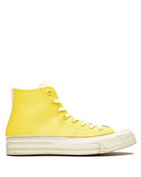 Мужские желтые высокие кеды из плотной ткани от Converse