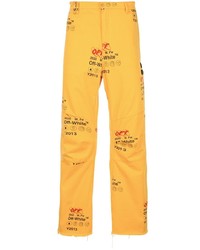 Желтые джинсы с принтом