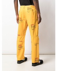 Мужские желтые джинсы с принтом от Off-White