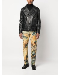 Мужские желтые джинсы с принтом от Just Cavalli