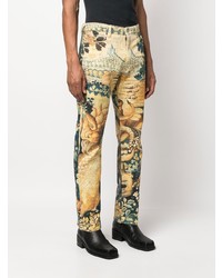 Мужские желтые джинсы с принтом от Just Cavalli