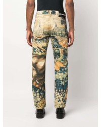 Мужские желтые джинсы с принтом от Just Cavalli